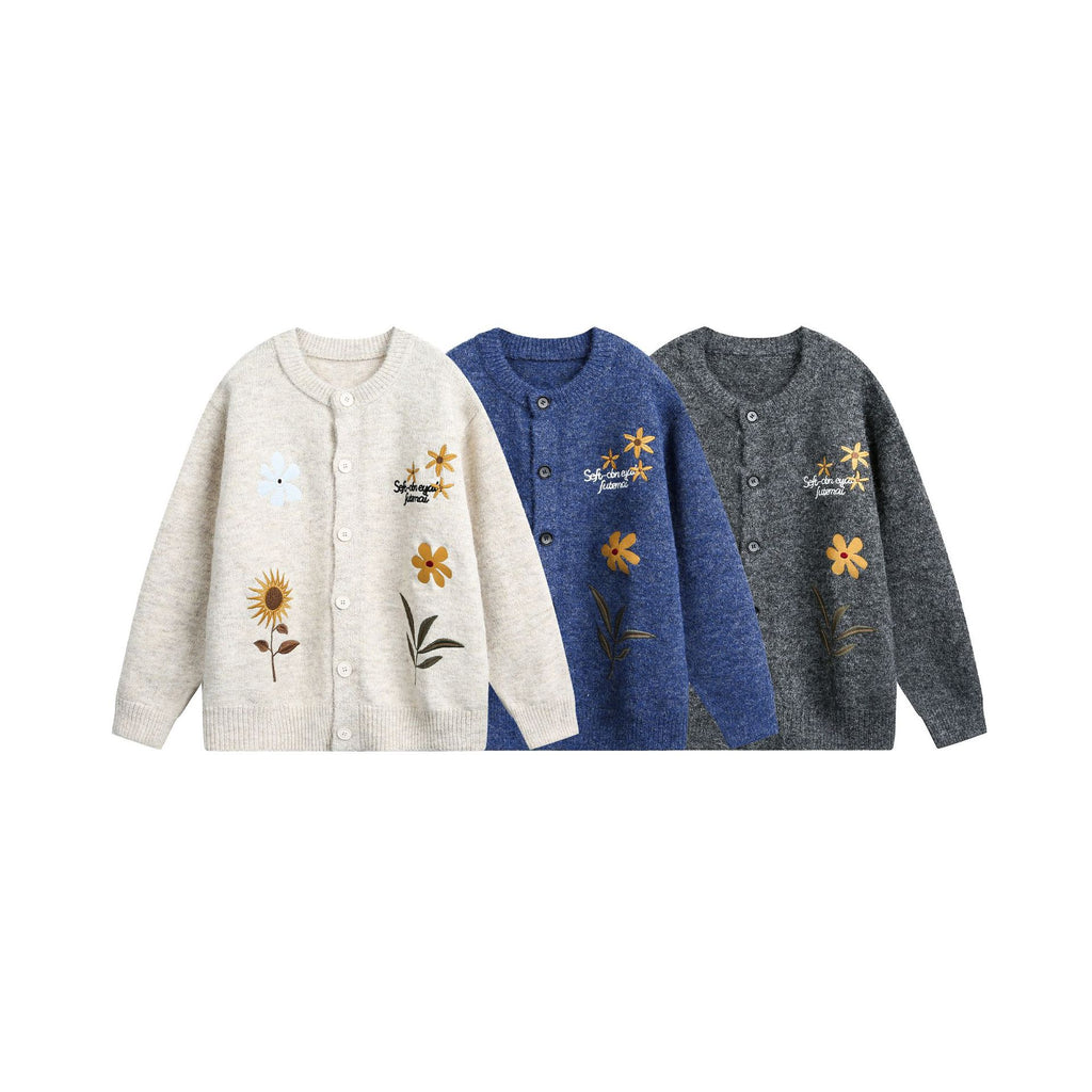 Women’s retro floral embroidered cardigan sweater by FitiqueFit, featuring colorful floral embroidery on a cozy knit fabric.