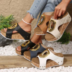 Shopimist open toe wedge sandals with a stylish design, featuring a comfortable wedge heel and ankle strap for casual summer wear.