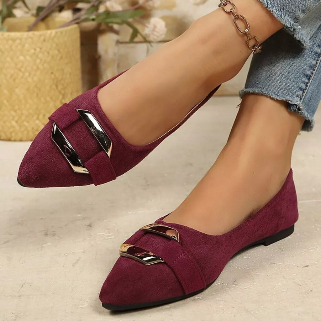 Plush Fashion Hub point toe flats slip-on sandals with sleek design and comfortable fit, perfect for casual or dressy wear.