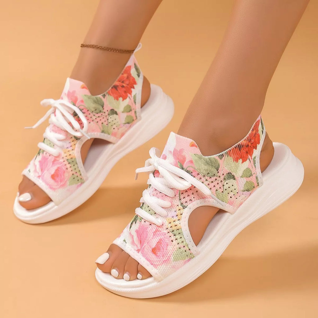 Colorful tie-dye breathable mesh sandals by Shopimist featuring open-toe design and cushioned sole for comfortable summer wear.