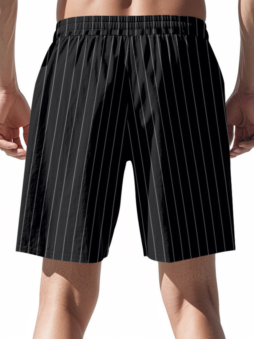 Men's plus size striped drawstring casual shorts by Trendsi, featuring a comfortable fit and stylish design, shown in the image.