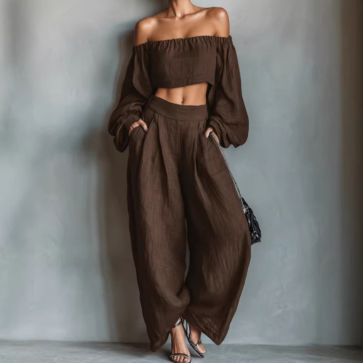 Relaxed wide-leg trousers from Plush Fashion Hub, shown in soft fabric with a comfortable, loose fit.