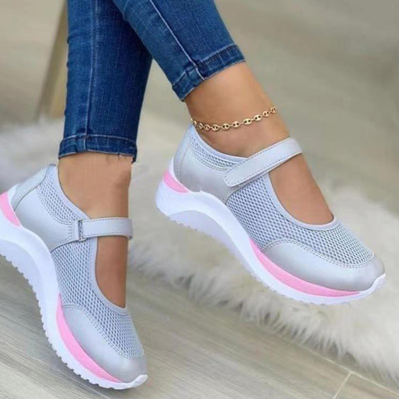 Women's round toe velcro platform sandals by Plush Fashion Hub, showing the beige sandals with adjustable velcro straps and chunky sole.