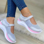 Women's round toe velcro platform sandals by Plush Fashion Hub, showing the beige sandals with adjustable velcro straps and chunky sole.