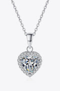 1 Carat Moissanite Heart Pendant Necklace with chain, featuring a sparkling heart-shaped moissanite gemstone and silver-tone chain.