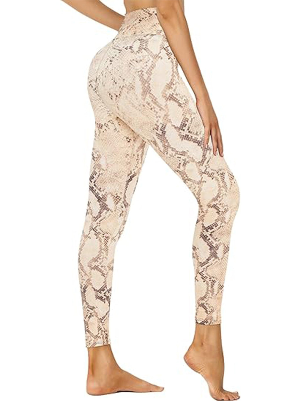 FitiqueFit cropped high-waisted snake print activewear leggings with a fitted design and bold pattern perfect for workout sessions.