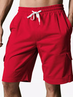Men's plus size drawstring pocketed shorts from Trendsi, featuring a comfortable fit and casual style.