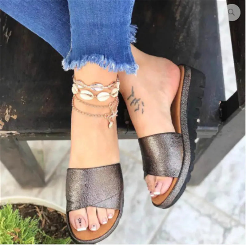 Comfortable women's wedge heel sandals with mid-height heel and open-toe design, stylishly crafted by Trendy Attic Store01.