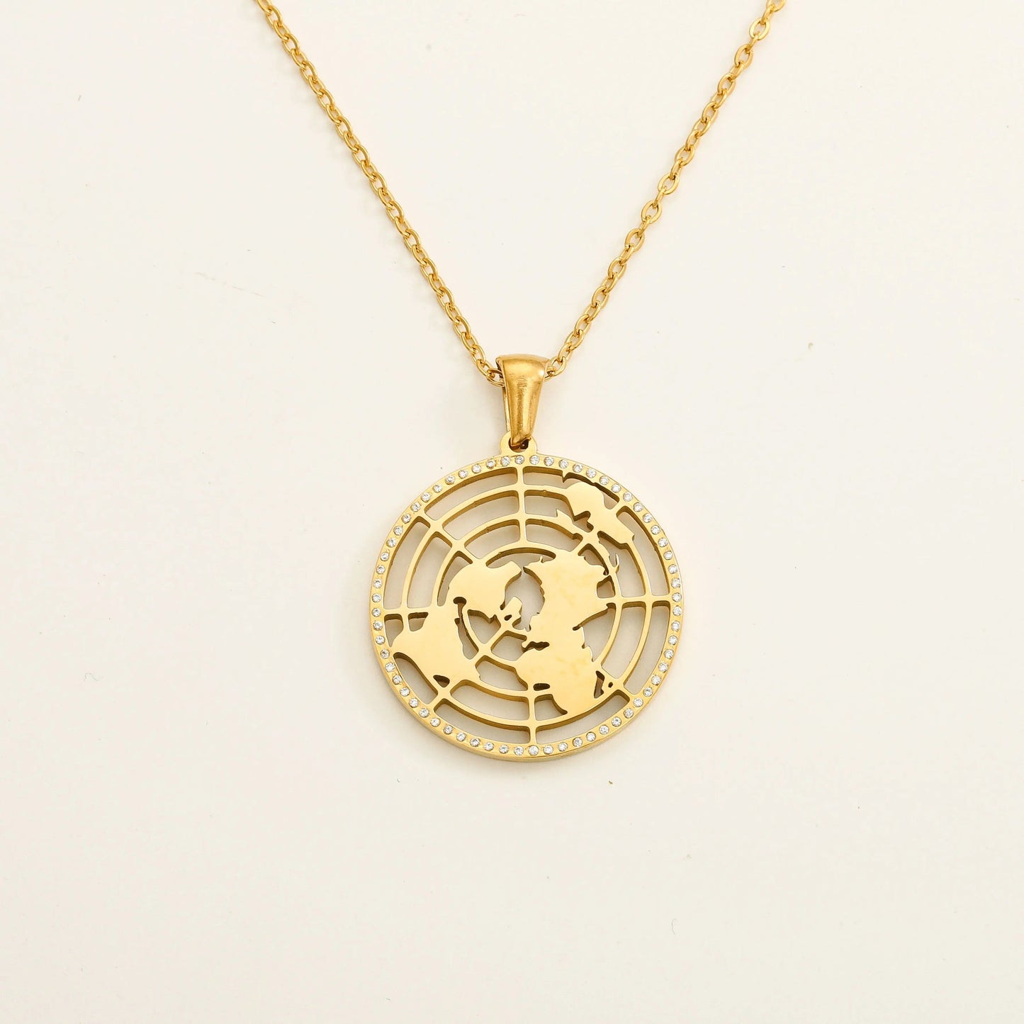 Biblical Flat Earth 18k gold Necklace Pretty Little Patriot