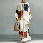 Loose Bat Sleeve Top Wide Leg Pants Set for Women