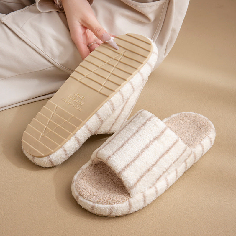 Unisex Soft Faux Fur Indoor Home Slippers with Anti-Slip Sole