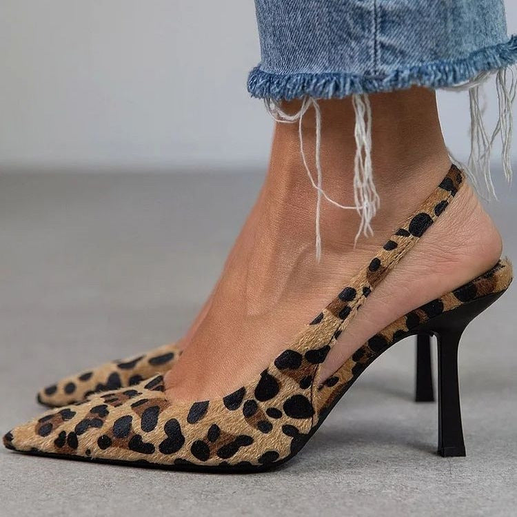 Elegant pointed-toe slip-on high-heeled sandals for women in size 40-43, featuring sleek design and plush finish from Plush Fashion Hub.
