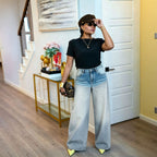 Vintage Washed Gradient Straight Fit Denim Jeans