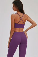 Fitglutes Activewear sports bra and leggings 2-piece set featuring a kinetic cross back design and matching workout leggings.