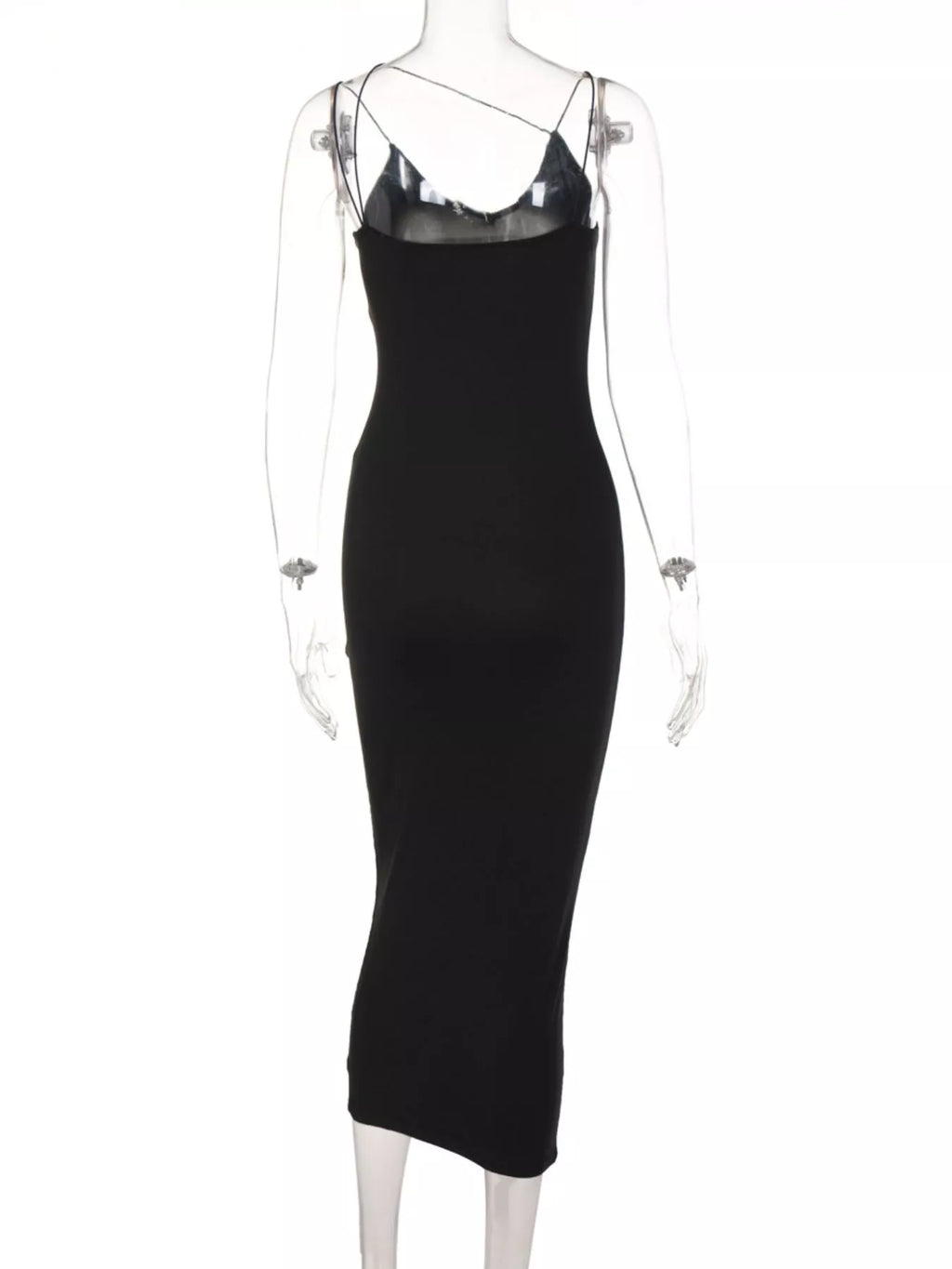 Leopard print spaghetti strap midi dress by Shopimist featuring a fitted bodice and flowing skirt on a white background.