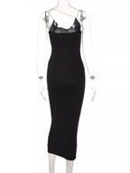 Leopard print spaghetti strap midi dress by Shopimist featuring a fitted bodice and flowing skirt on a white background.