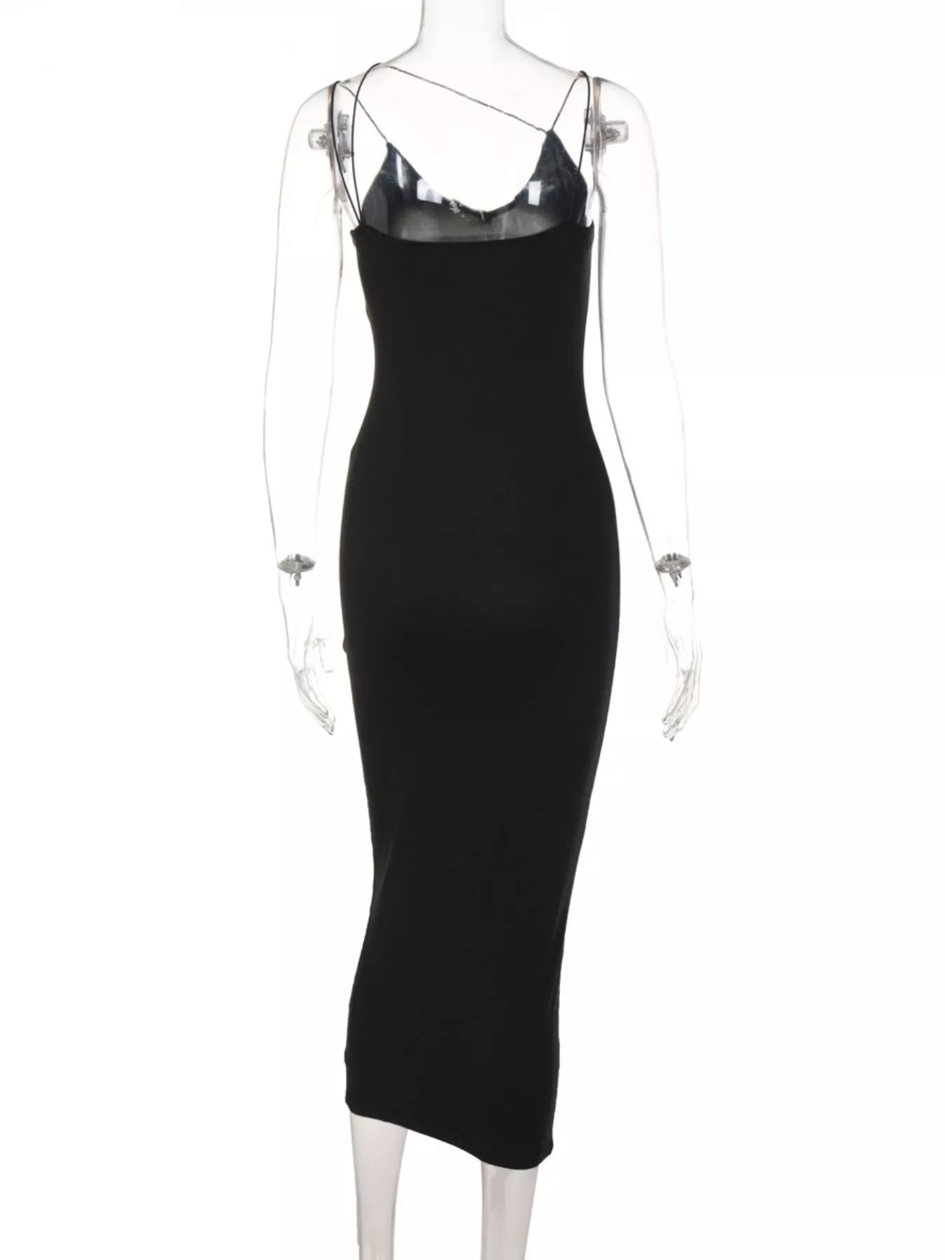 Leopard print spaghetti strap midi dress by Shopimist featuring a fitted bodice and flowing skirt on a white background.
