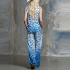 Loose-fit leopard-print sleeveless shirt and trousers two-piece casualwear set by Plush Fashion Hub, featuring a stylish, relaxed fit.
