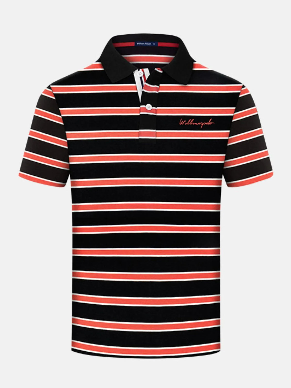 Men's plus size striped short sleeve polo shirt by Trendsi, featuring a classic design and comfortable fit.