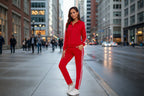 Women’s fashionable printed activewear hoodie set by FitiqueFit, featuring long sleeves and a stylish, comfortable sports design.