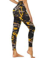 Camouflage print cropped high-waisted activewear leggings by FitiqueFit, designed for workout and athletic activities.
