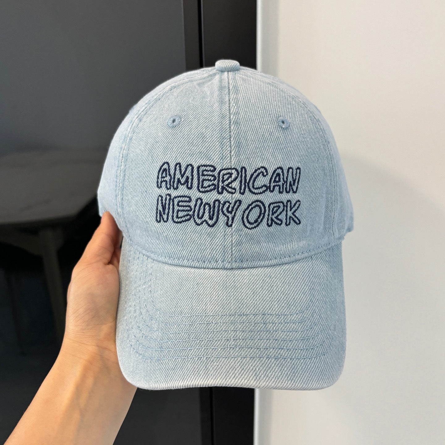 American Retro Washed Denim Peaked Cap by Plush Fashion Hub, vintage Korean-style baseball hat with distressed denim and curved brim