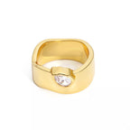 18K gold-plated minimalist design ring with smooth, sleek band, showcasing elegant and simple jewelry style.