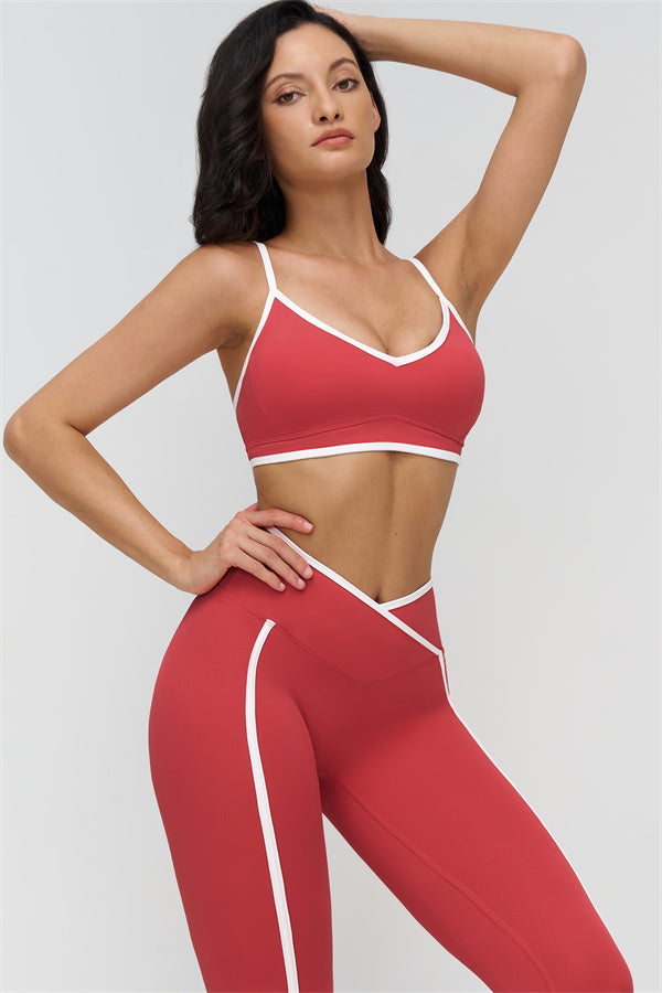 Fitglutes Activewear sports bra and leggings 2-piece set featuring contrast design, perfect for gym and workout sessions.