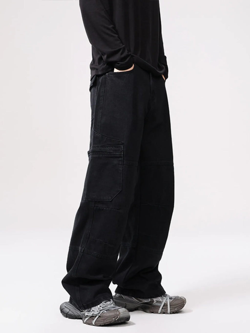 Men's wide-leg denim jeans by Plush Fashion Hub, featuring a relaxed fit and classic five-pocket design.