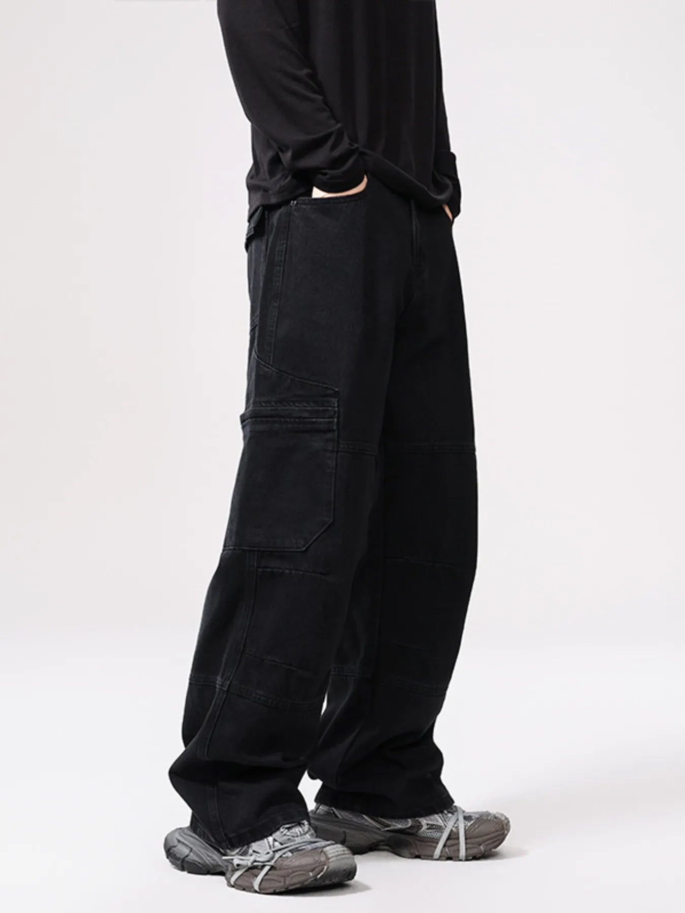 Men's wide-leg denim jeans by Plush Fashion Hub, featuring a relaxed fit and classic five-pocket design.