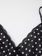 Polka dot lace trim cami top by Shopimist featuring delicate lace details and a stylish polka dot pattern.