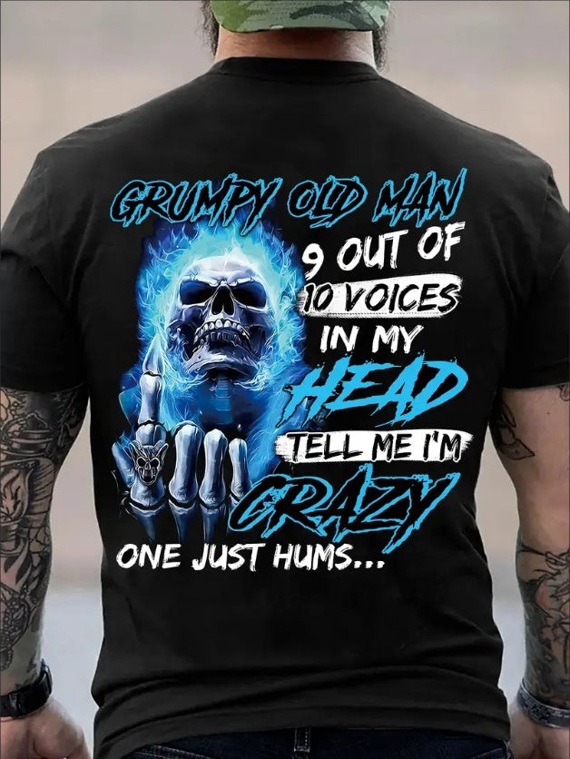Plus size skull graphic streetwear shirt by FitiqueFit with 3D back print and oversized fit for casual men's fashion.