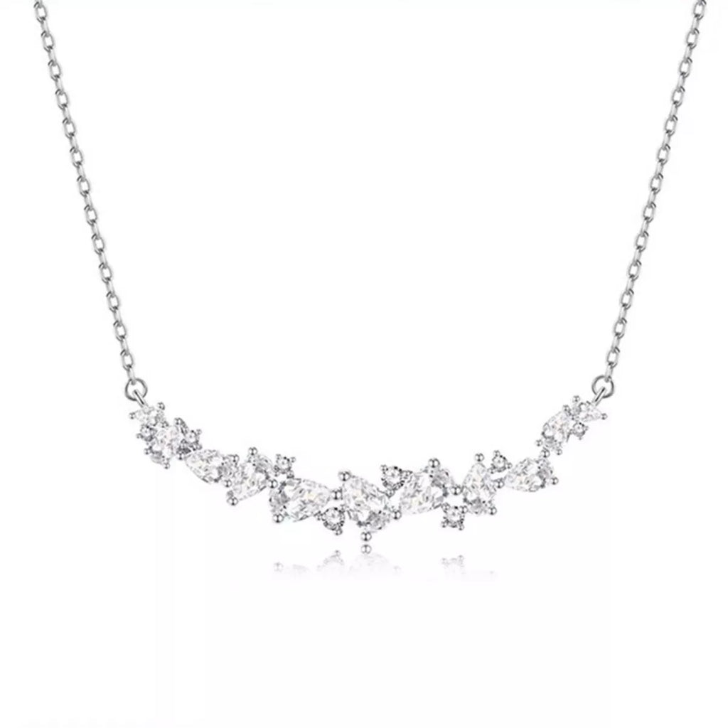 Sterling silver zircon necklace with a delicate chain and sparkling gemstone pendant, crafted by Shopimist.
