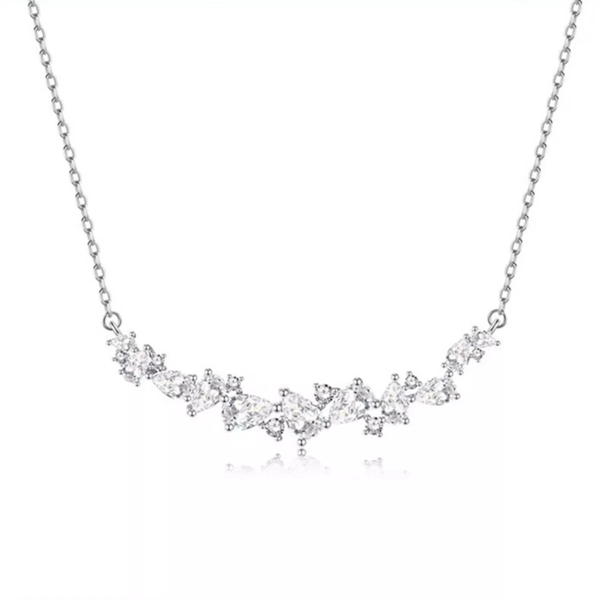 Sterling silver zircon necklace with a delicate chain and sparkling gemstone pendant, crafted by Shopimist.