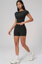 Fitglutes Activewear Rapture T-shirt and shorts 2-piece set, casual gymwear with matching athletic T-shirt and shorts for workouts.
