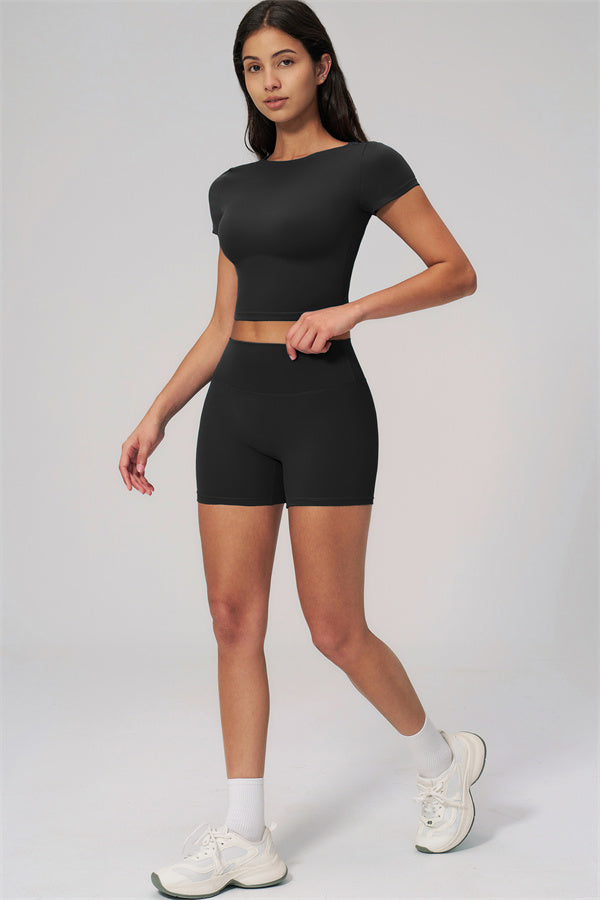 Fitglutes Activewear Rapture T-shirt and shorts 2-piece set, casual gymwear with matching athletic T-shirt and shorts for workouts.