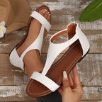 Shopimist open toe flats sandals with minimalist design and neutral color, featuring slim straps and flat soles.