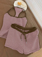 Trendsi striped tank top and matching shorts set, casual summer outfit, lightweight fabric, featuring blue and white stripes.