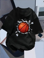 3D football streetwear T-shirt by Plush Fashion Hub featuring vibrant football graphics on casual cotton fabric.