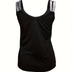 Women’s sequin camisole top from FitiqueFit, casualwear, featuring shiny sequin embellishments and a sleeveless design.