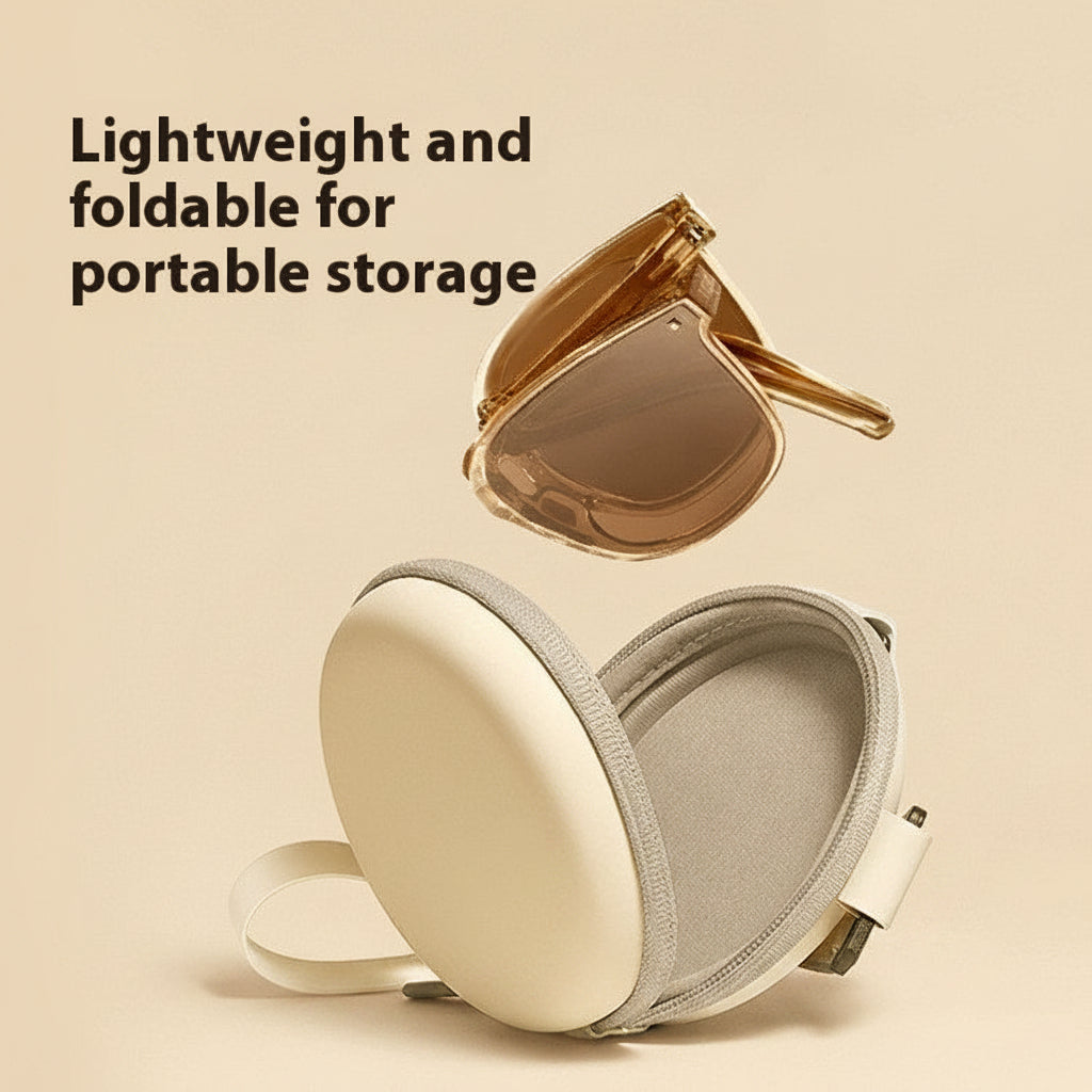 Foldable FitiqueFit sunglasses with matching case, available in 13 color options, stylish eyewear for on-the-go fashion.