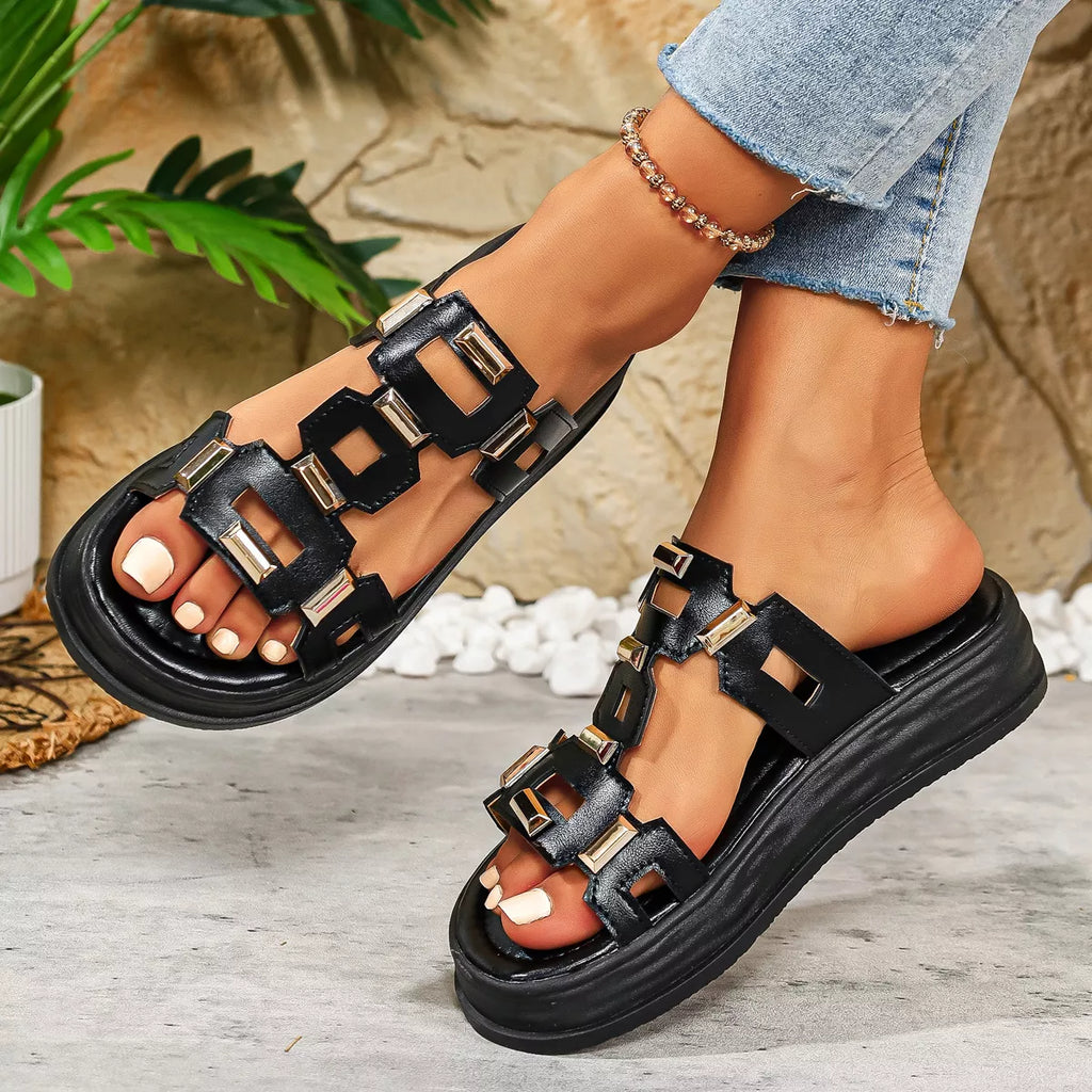 Shopimist open toe platform sandals with chunky heel and strappy design, perfect for summer footwear.
