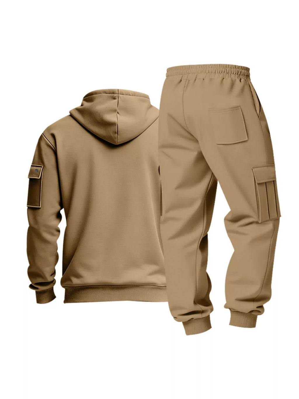 Plus size men's full zip hoodie and cargo pants set by Shopimist, featuring a comfortable fit and casual style.