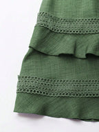 Lace detail V-neck mini dress by Shopimist featuring delicate lace accents and a flattering fitted silhouette.