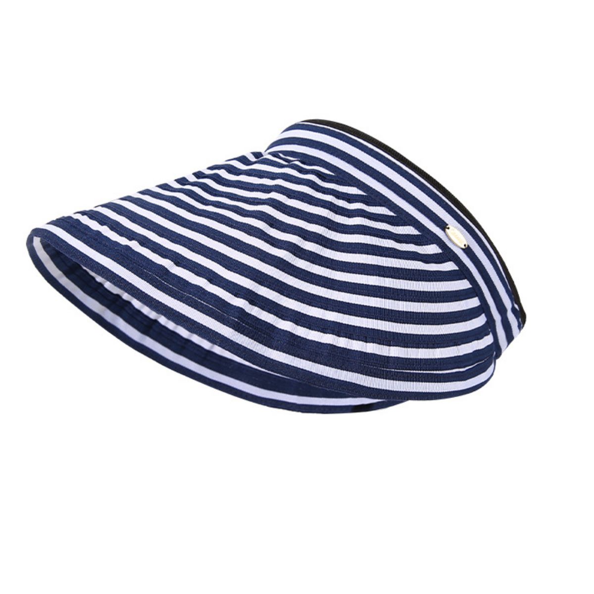Women's striped wide brim sun visor hat by Trendsi, breathable summer beach accessory with stylish design and sun protection.