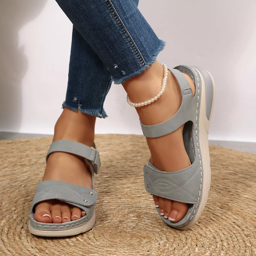 Open toe platform sandals by Shopimist featuring a chunky heel, neutral straps, and stylish open-toe design for summer wear.