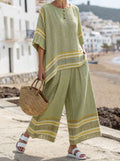 3D print batwing sleeve two-piece set from Plush Fashion Hub featuring a loose T-shirt and straight-leg pants.