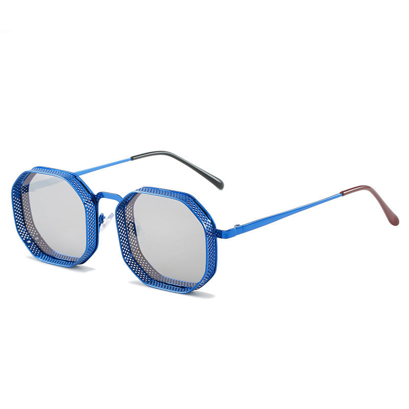 Lightweight metal frame sunglasses from Plush Fashion Hub with sleek, stylish design and tinted lenses.