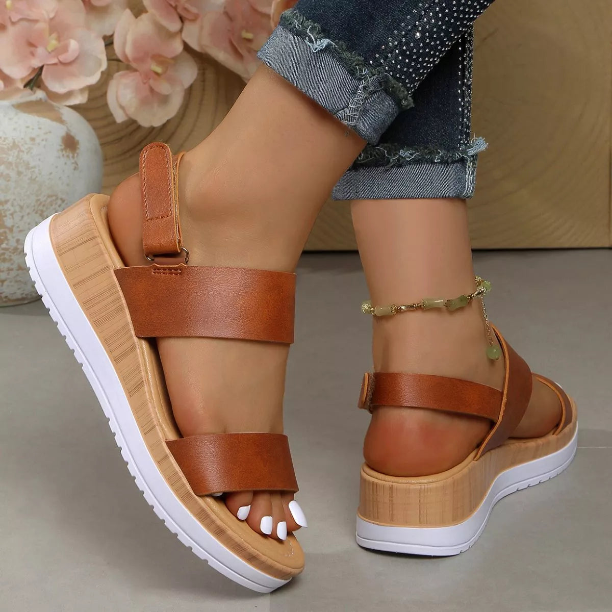 Shopimist open toe wedge sandals with stylish design and comfortable platform, perfect for casual summer outfits.