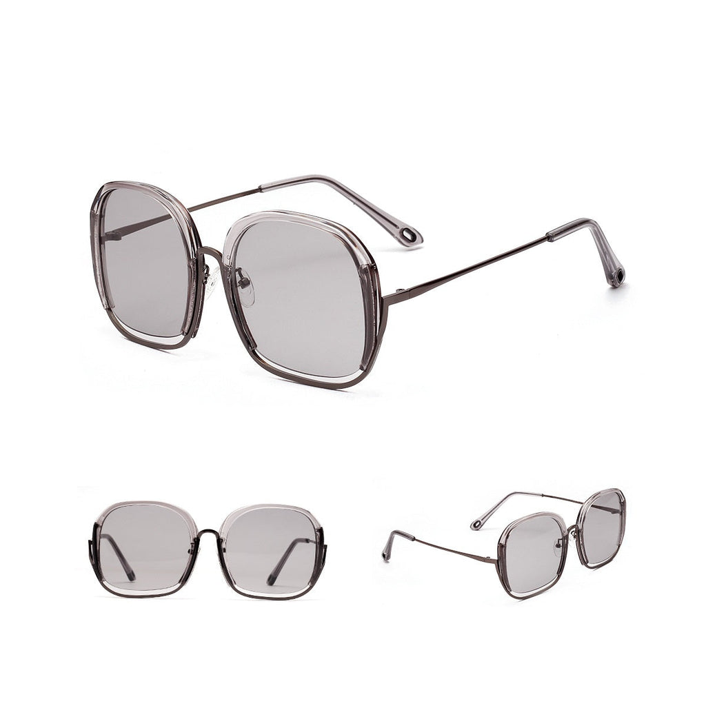 Colorful large half-frame UV400 sunglasses by Plush Fashion Hub, showcasing vibrant lenses and stylish eye wear design.